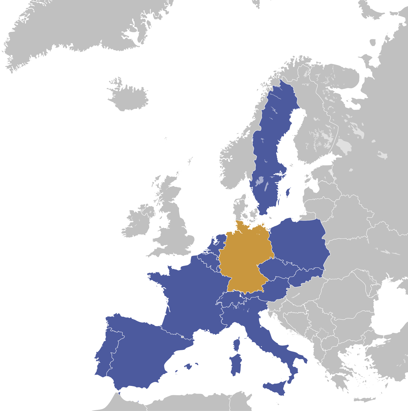 Europakarte: Lieferreichweite der Stark Products GmbH mit Fokusländern